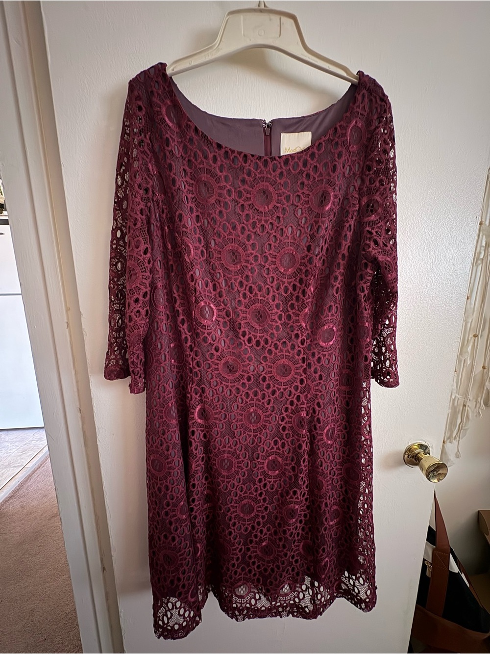 ModCloth Burgundy Crochet Midi Dress